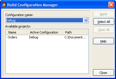 Build Configuration Manager Dialog Build Configuration Manager Dialog