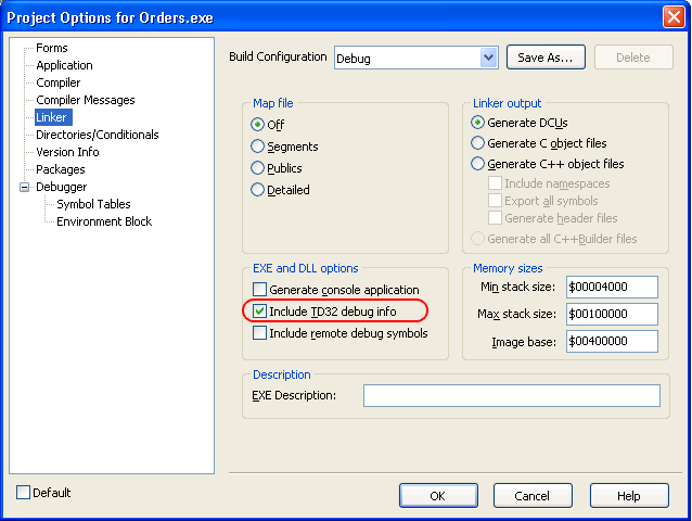 Project Options: Linker Project Options: Linker
