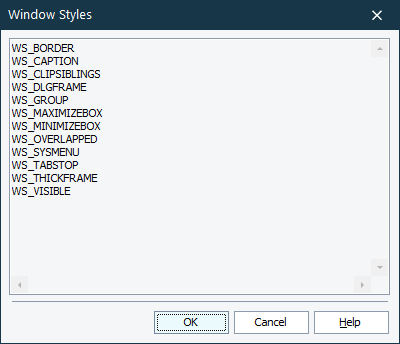 Window Styles Dialog