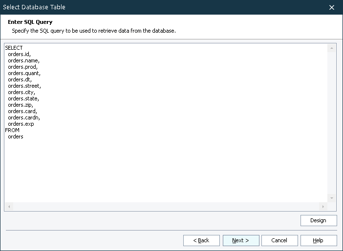 SQL query page SQL query page