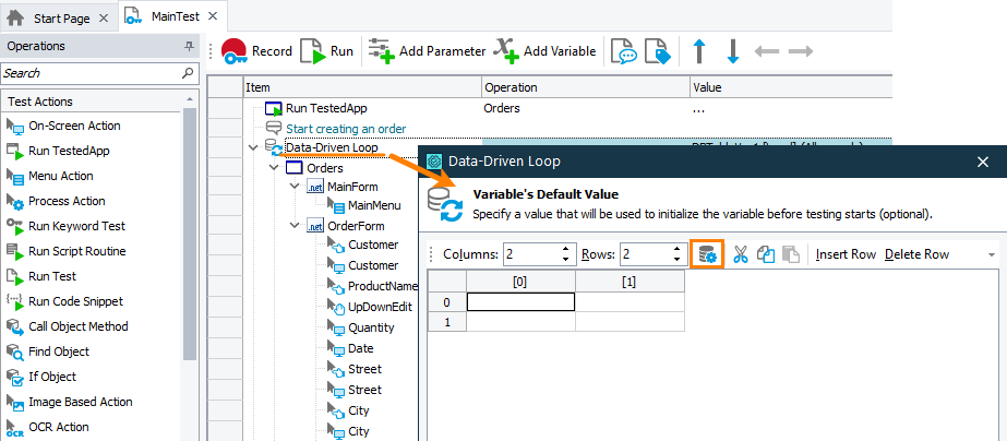 Opening the data generator Opening the data generator
