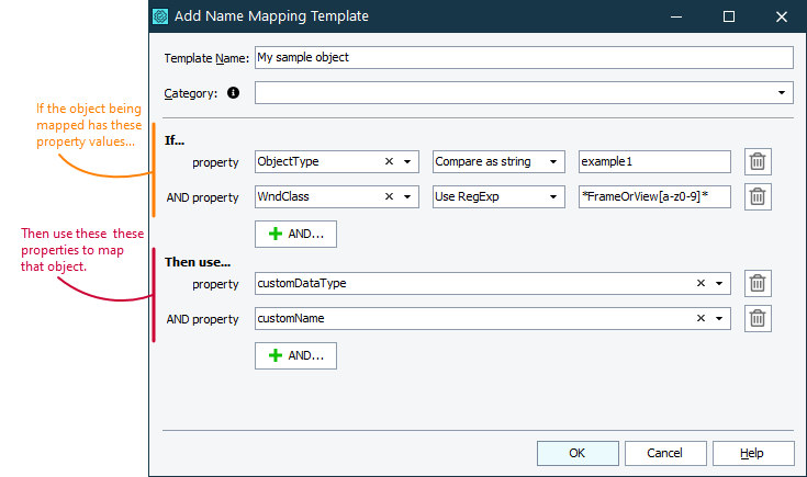 Properties of name mapping templates Properties of name mapping templates