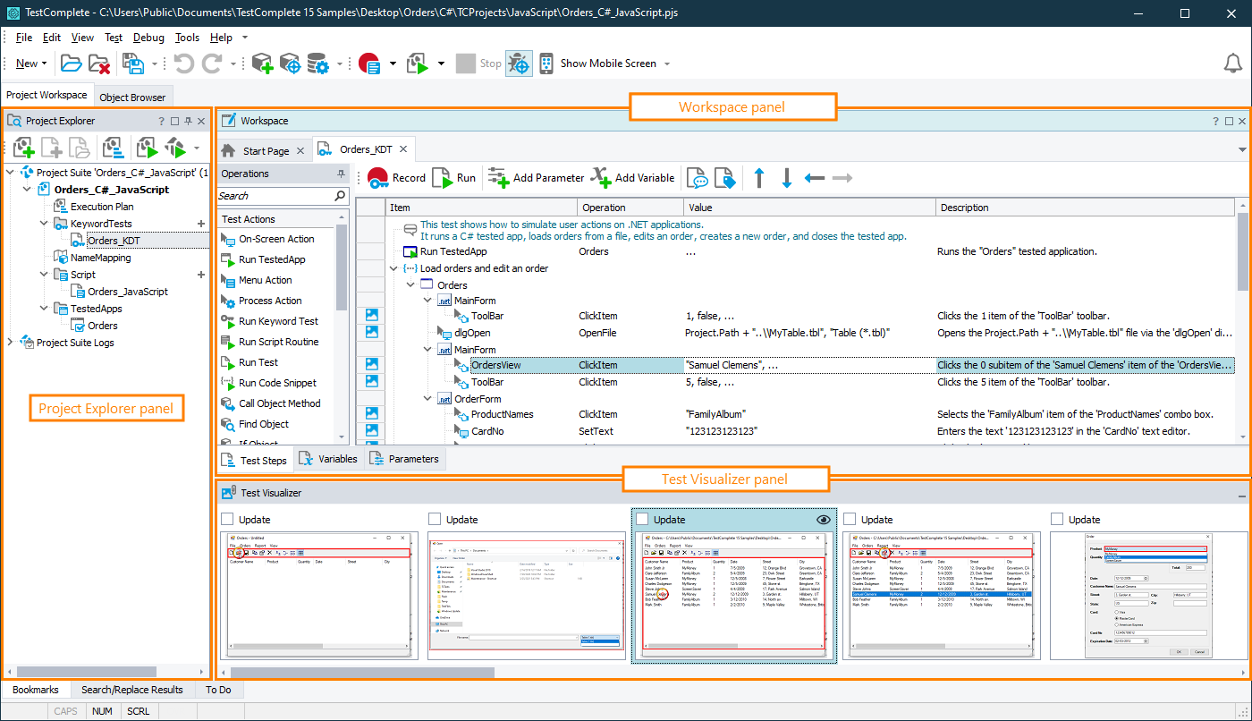 TestComplete Main Window TestComplete Main Window