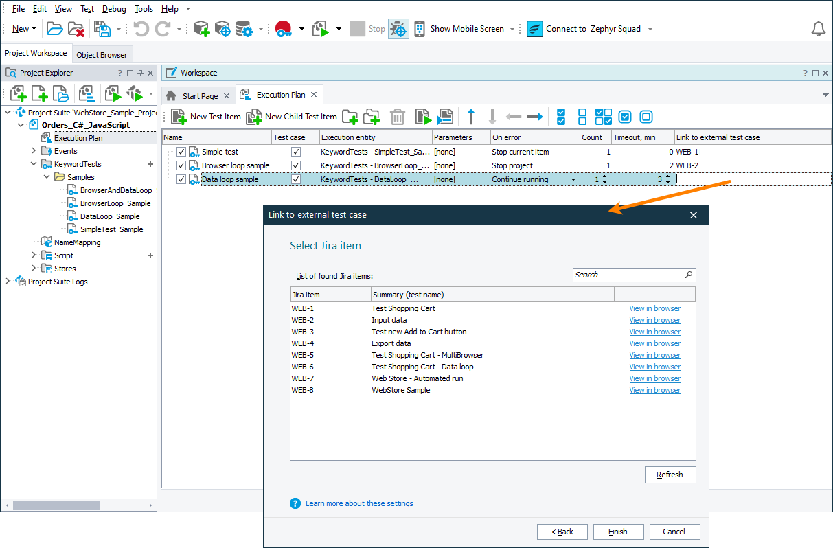 Assigning test items to Zephyr tests Assigning test items to Zephyr tests