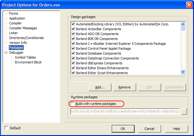Project Options: Packages Project Options: Packages