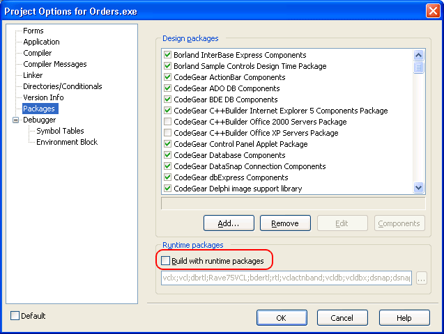 Project Options: Packages Project Options: Pacakges
