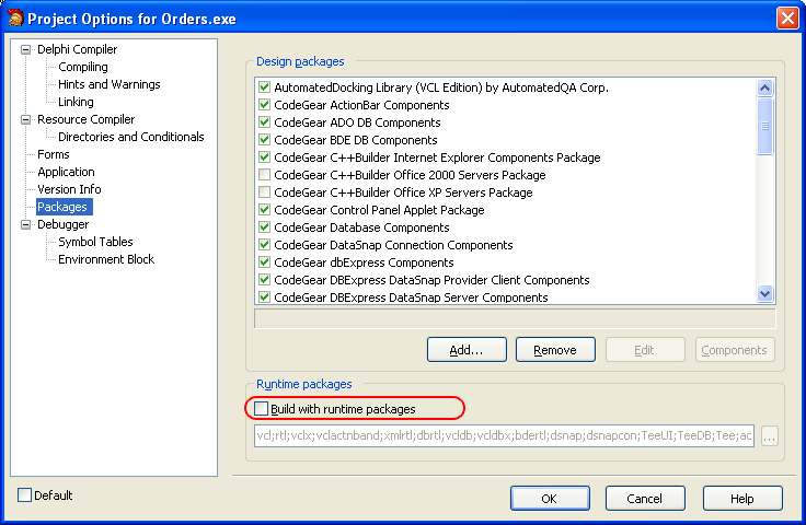 Project Options: Packages Project Options: Packages