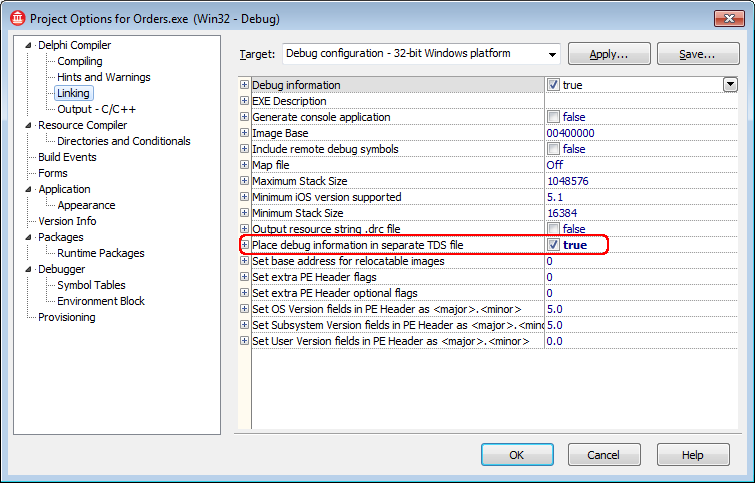 Project Options: Linker Settings Project Options: Linking