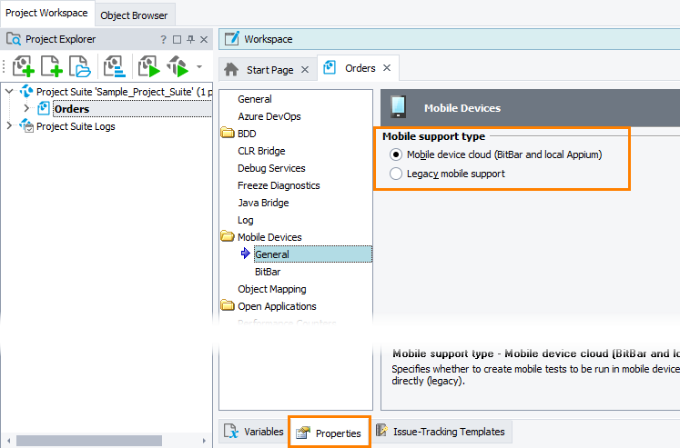 Selecting the mobile support type
