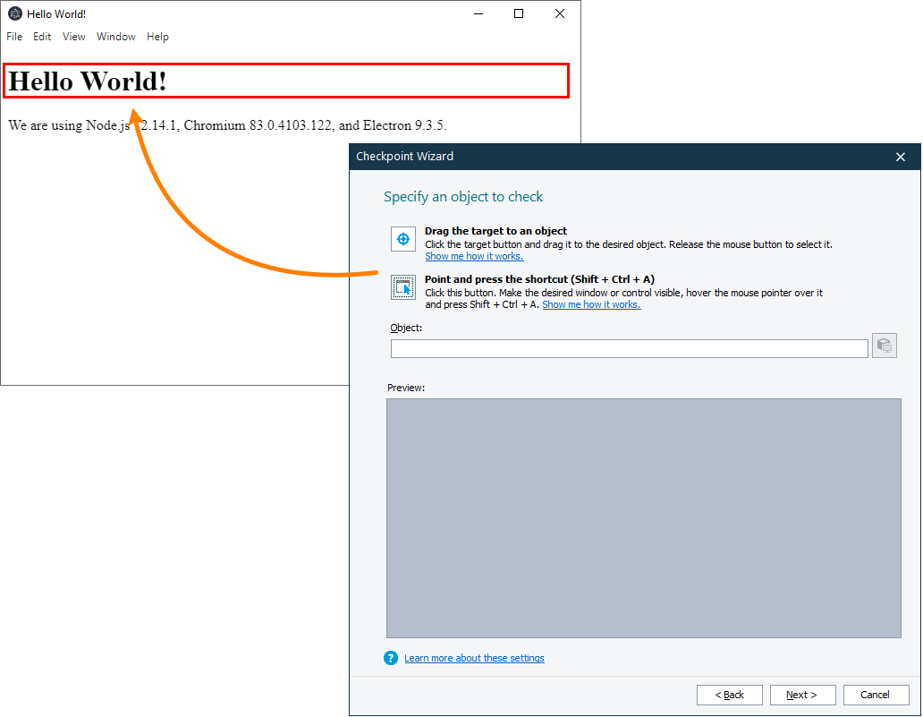 Testing Electron applications tutorial: Select the text to check Testing Electron applications tutorial: Select the text to check