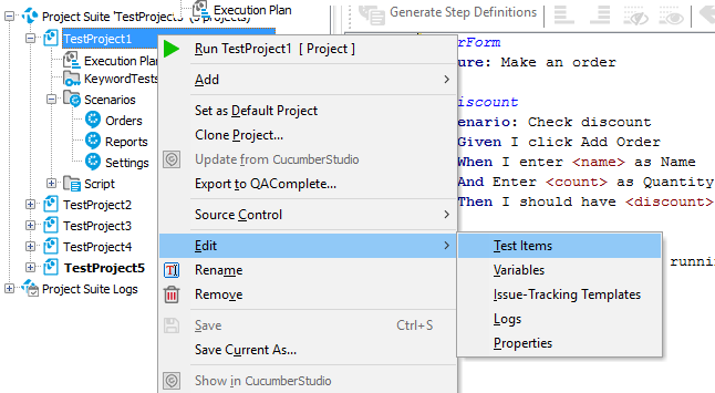 Open the Execution Plan editor of the project Open the Execution Plan editor of the project