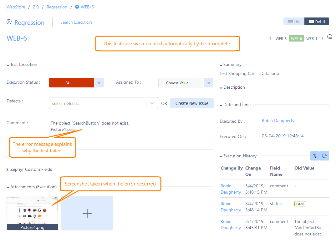 Viewing TestComplete test results in Jira What's new in TestComplete 14.10: View TestComplete test results in Jira