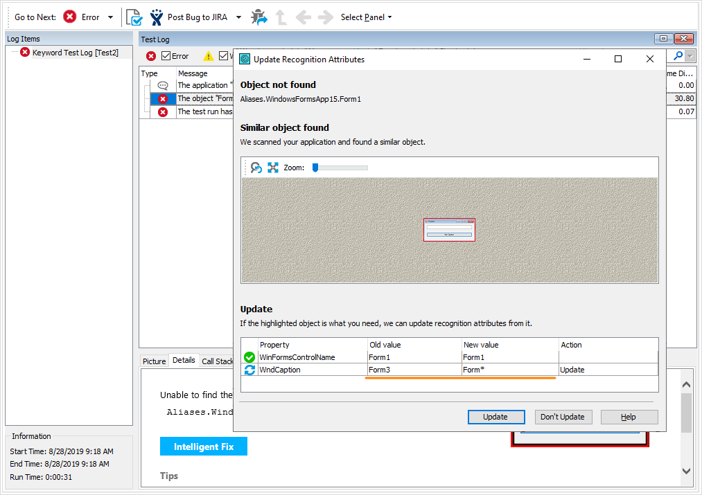 Intelligent Fix enhancement What's New in TestComplete 14.20: Intelligent Fix enhancement
