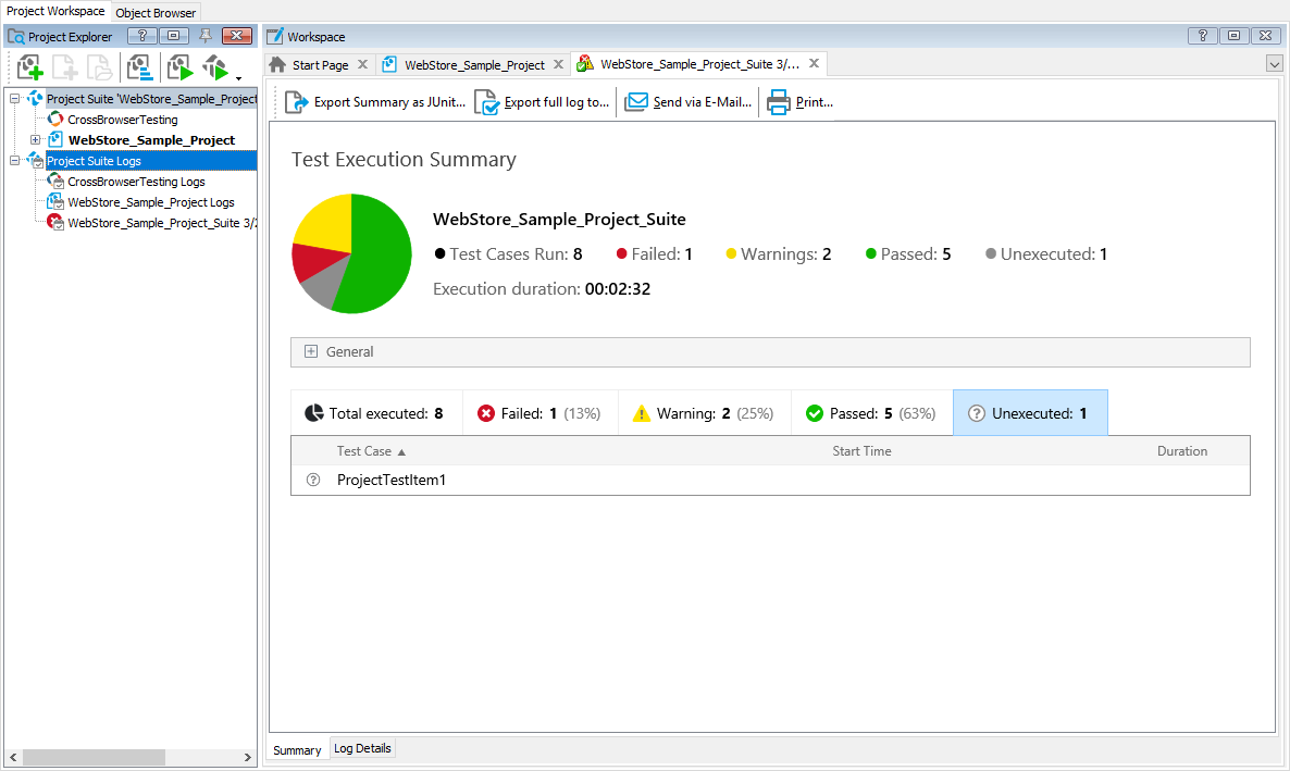 Unexecuted test cases in the Summary report What's New in TestComplete 14.20: Unexecuted test cases in the Summary report