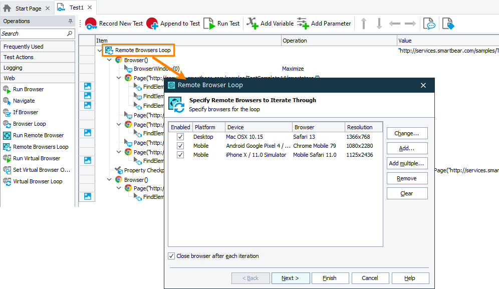 Remote Browser Loop operation Remote Browser Loop operation
