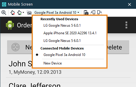 Connected and recently used devices in the Mobile Screen Connected and recently used devices in the Mobile Screen