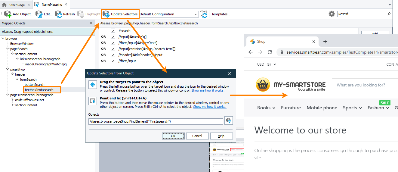 Updating selectors for web objects Updating selectors for web objects