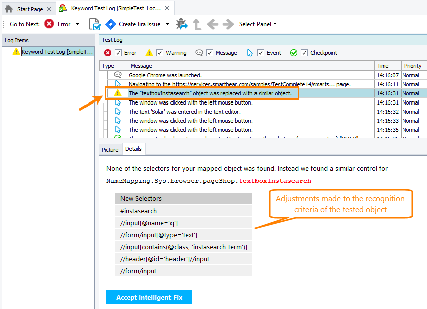 Using a replacement object to continue the test run Using a replacement object to continue the test run