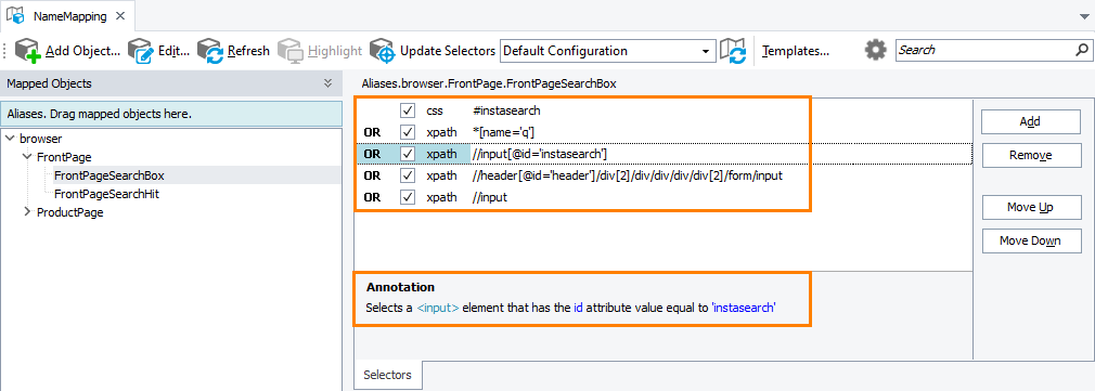 Annotations for selectors Annotations for selectors