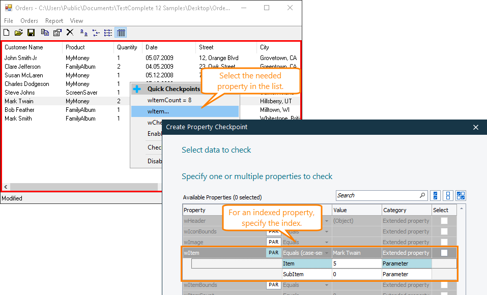 Quick Checkpoints: Specifying a property index Quick Checkpoints: Specifying property index