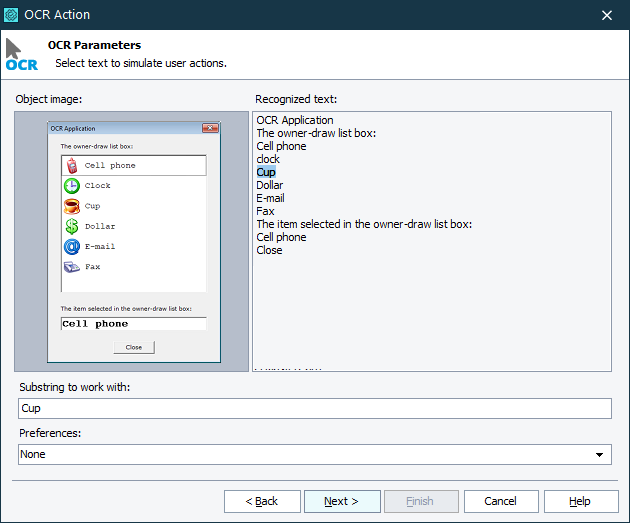 Selecting a text fragment Using OCR in TestComplete keyword tests: Selecting a text fragment