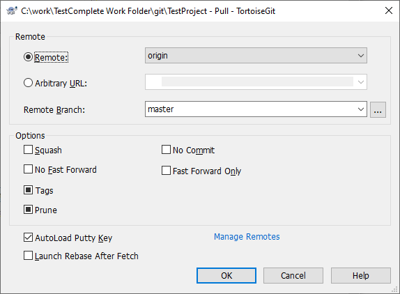 TortoiseGit Pull Dialog TortoiseGit Pull Dialog