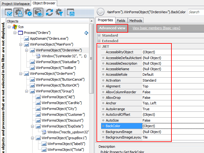 Native Properties of a .NET ListView Object in Object Browser Native Properties of a .NET ListView Object in Object Browser