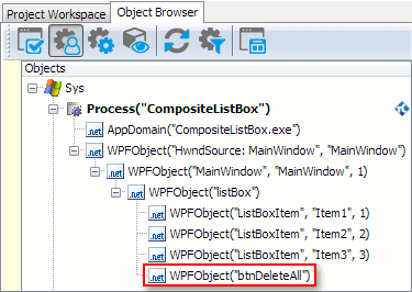 Button in the list box object hierarchy in the Object Browser Button in the list box object hierarchy in the Object Browser