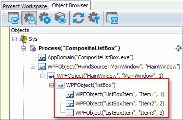 List box object hierarchy in the Object Browser List box object hierarchy in the Object Browser
