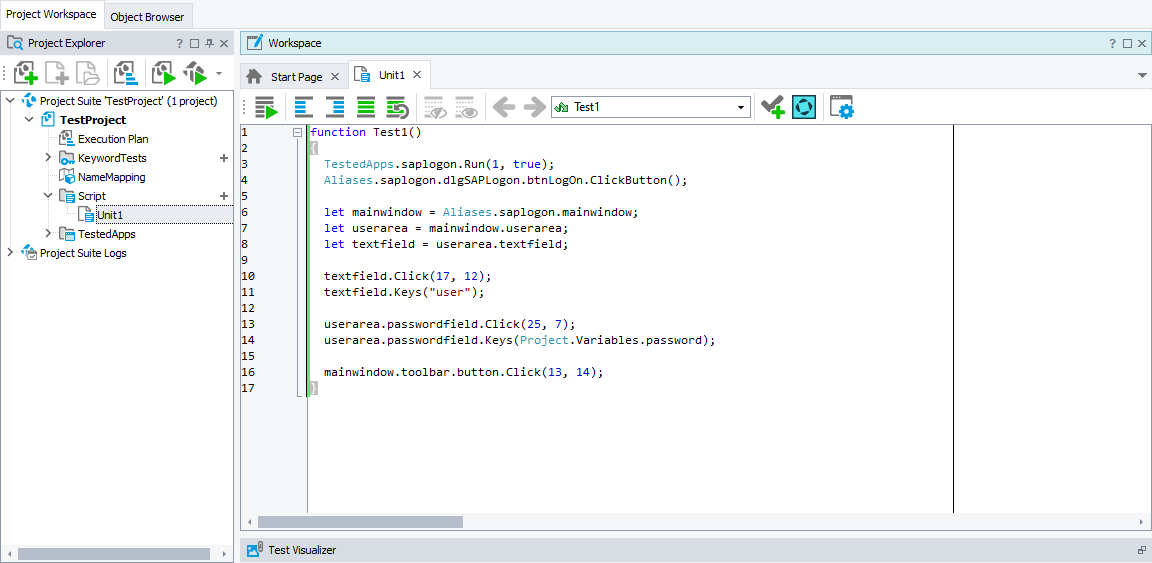 A keyword test recorded for SAP GUI A script test recorded for SAP GUI