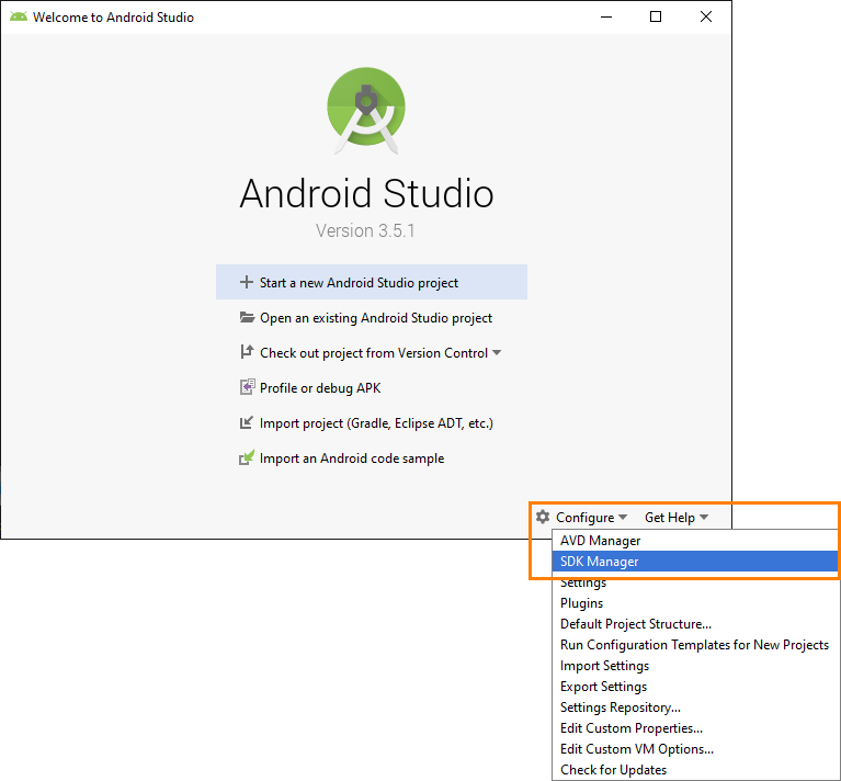 Opening Android ADK Manager Opening Android ADK Manager