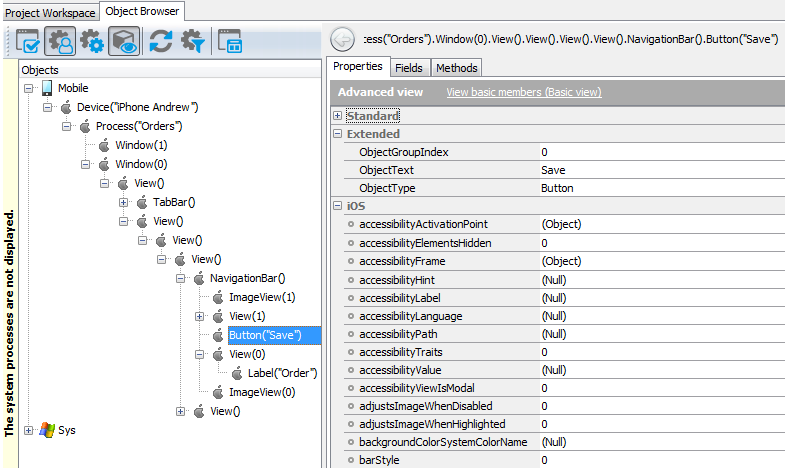 iOS Testing: Objects of iOS applications in the Object Browser iOS Testing: Objects of iOS applications in the Object Browser