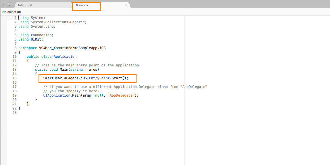 Initialization of TestComplete Android Agent for a Xamarin.Forms iOS application Initialization the TestComplete Agent for the Xamarin.Forms iOS Application