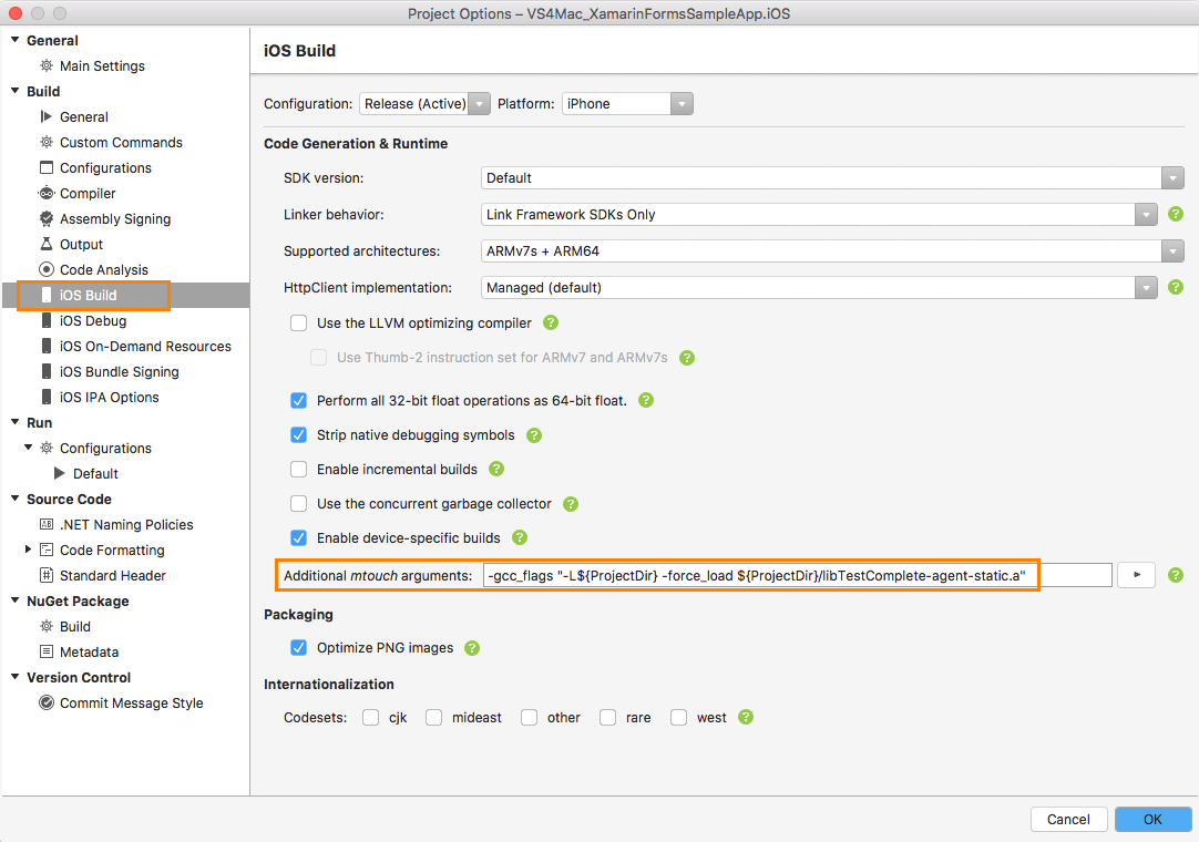Adding mtouch arguments to an iOS-specific project Additional mtouch Arguments for the Xamarin.Forms iOS Application