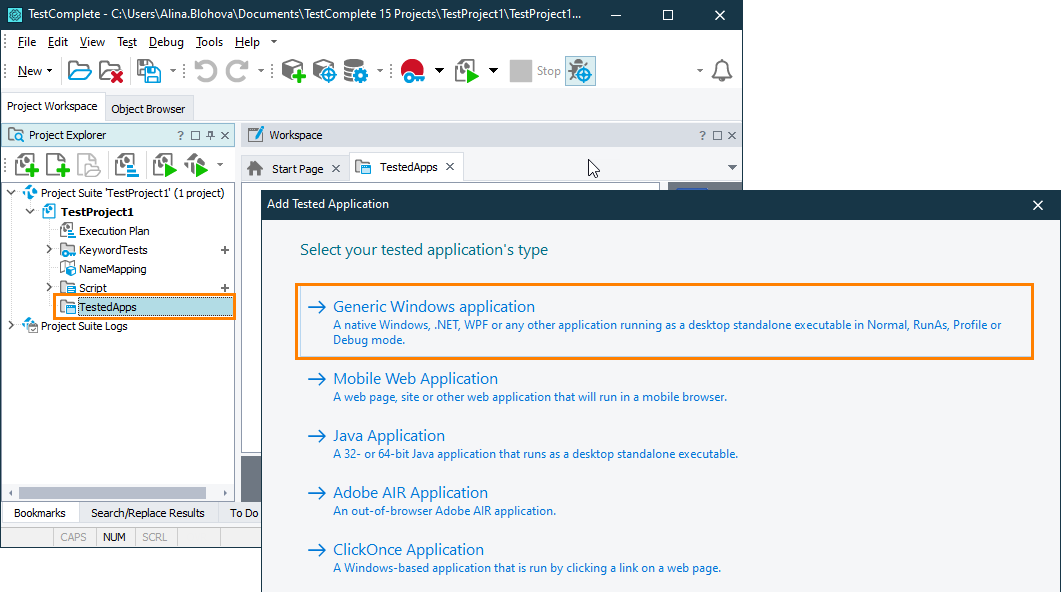 Testing CEF applications in TestComplete: Add a CEF application in the Tested Applications collection Testing CEF applications in TestComplete: Add a CEF application in the Tested Applications collection
