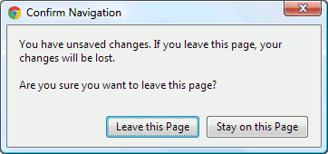 The OnBeforeUnload message in Chrome The OnBeforeUnload message in Chrome