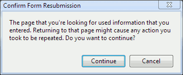 The Resend information message in Chrome The Resend information message in Chrome