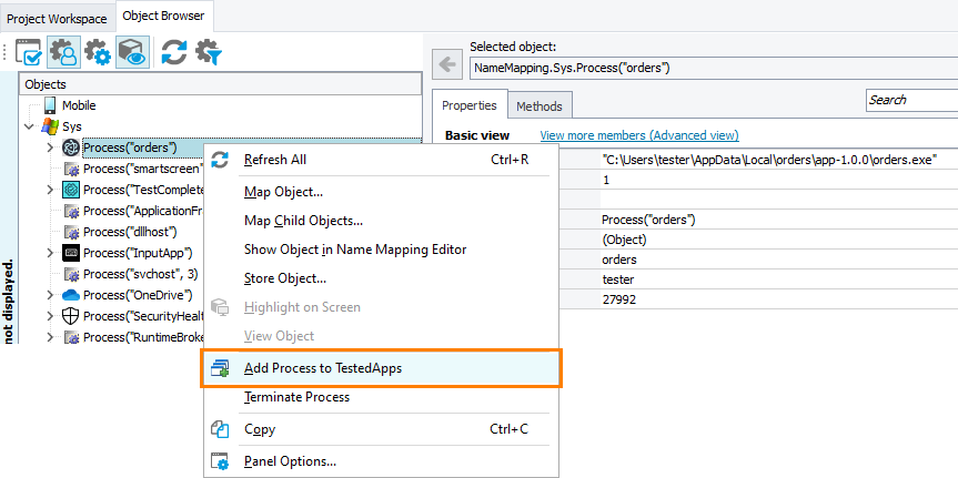Testing Electron applications in TestComplete: Add an Electron application in the Tested Applications collection from the Object Browser Testing Electron applications in TestComplete: Add an Electron application in the Tested Applications collection from the Object Browser
