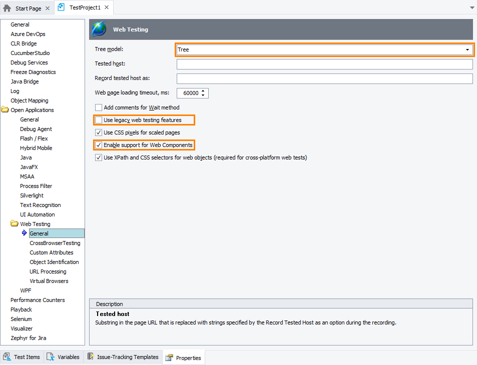 Web Testing options for Web Components support Web Testing options for Web Components support