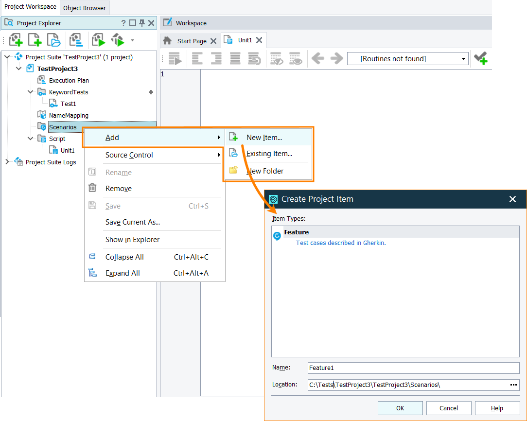 Adding a new Feature project item Add a new Feature project item