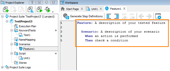 Generating step definitions Generate step definitions