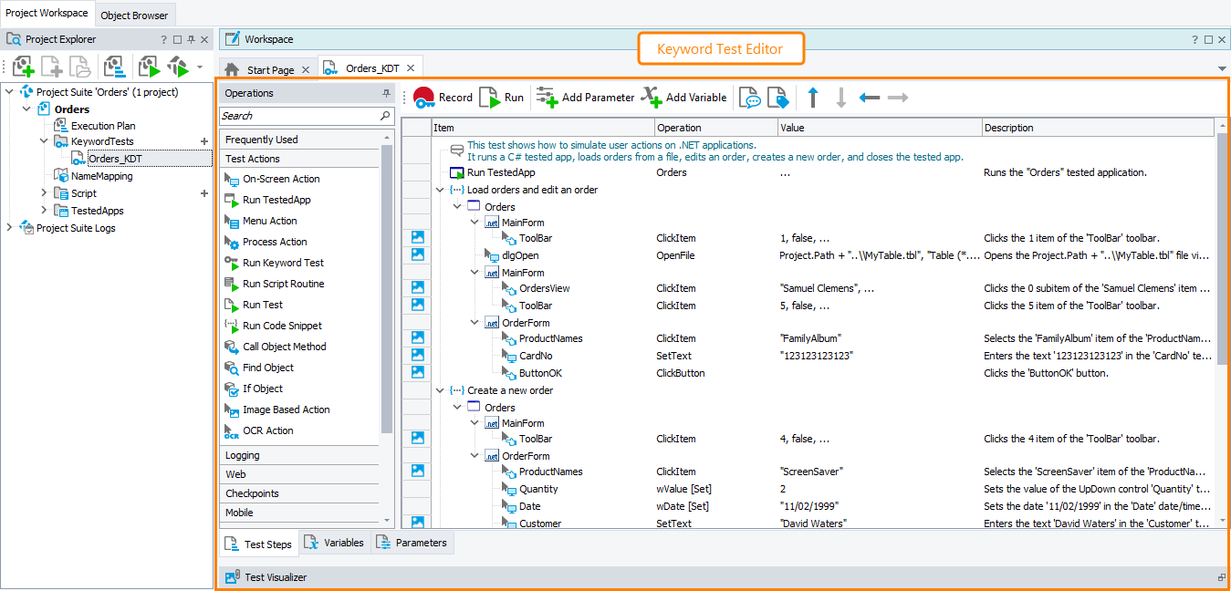 Keyword Test Editor Keyword Test Editor