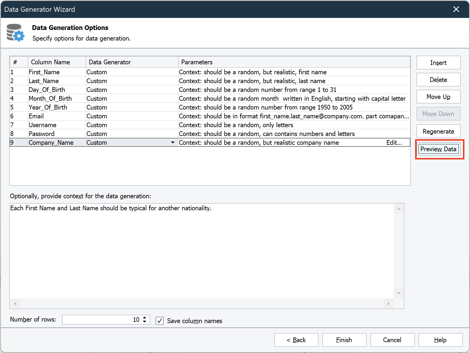 The Preview Data Option The Preview Data Option