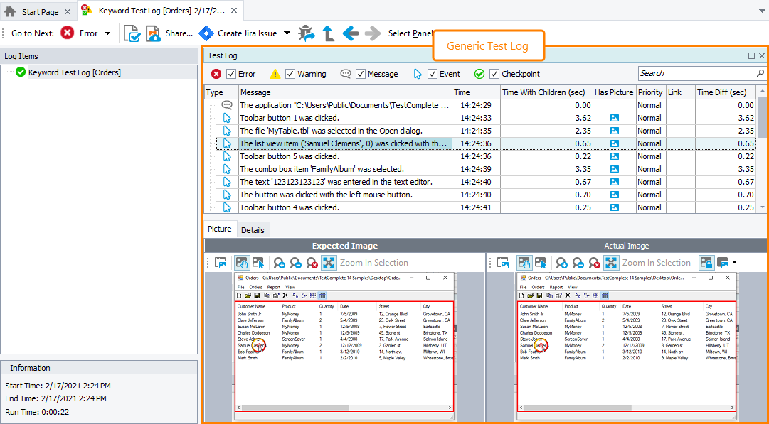 The Generic Test Log The Generic Test Log