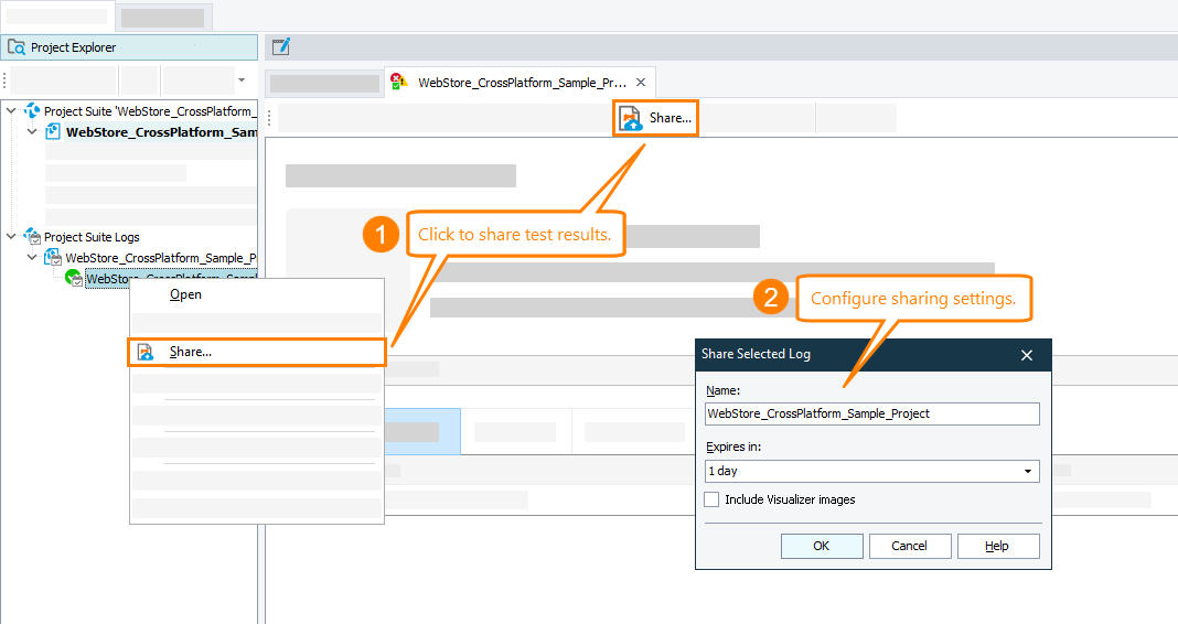 Sharing TestComplete test logs from the Project Explorer Sharing TestComplete test logs from the Project Explorer