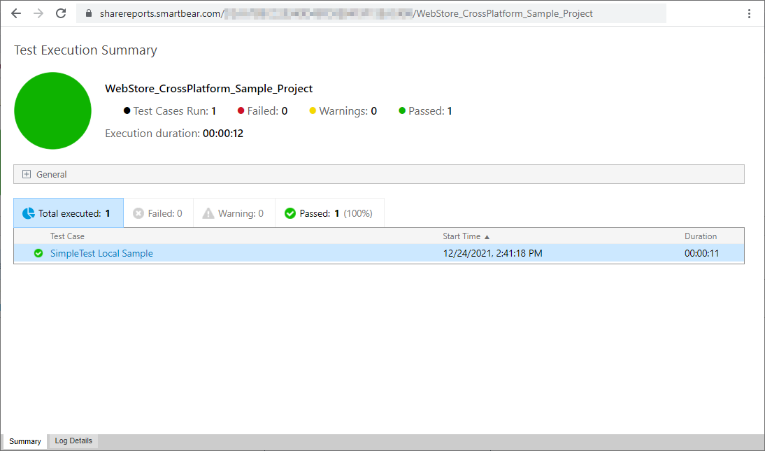Viewing shared test logs Viewing shared test logs