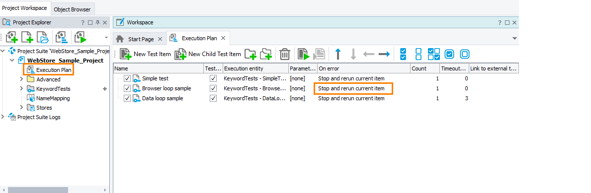 Set the On error property to Stop and rerun current item Set the On error property to Stop and rerun current item