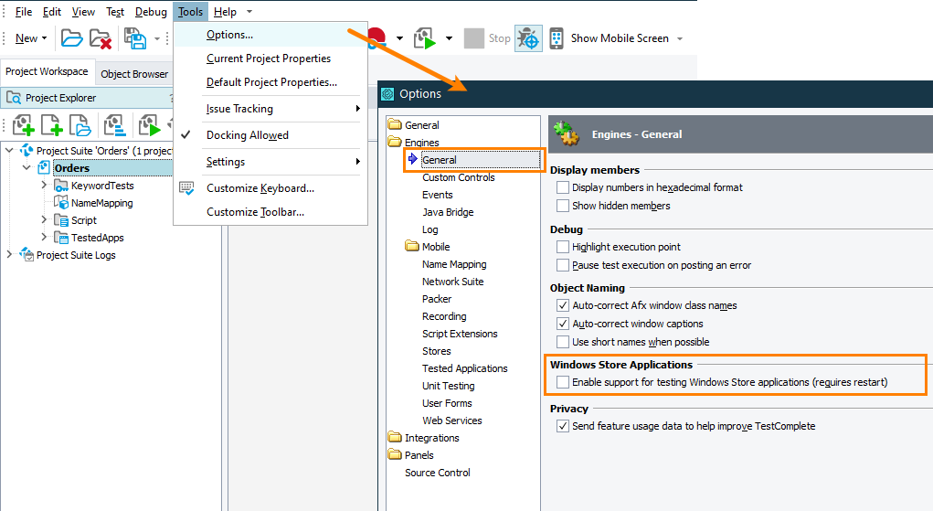 Disabling support for Windows Store applications in TestComplete Disabling support for Windows Store applications in TestComplete