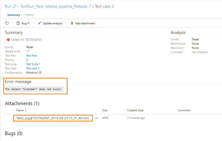 Detailed test results TestComplete integration with Azure DevOps: Detailed test results