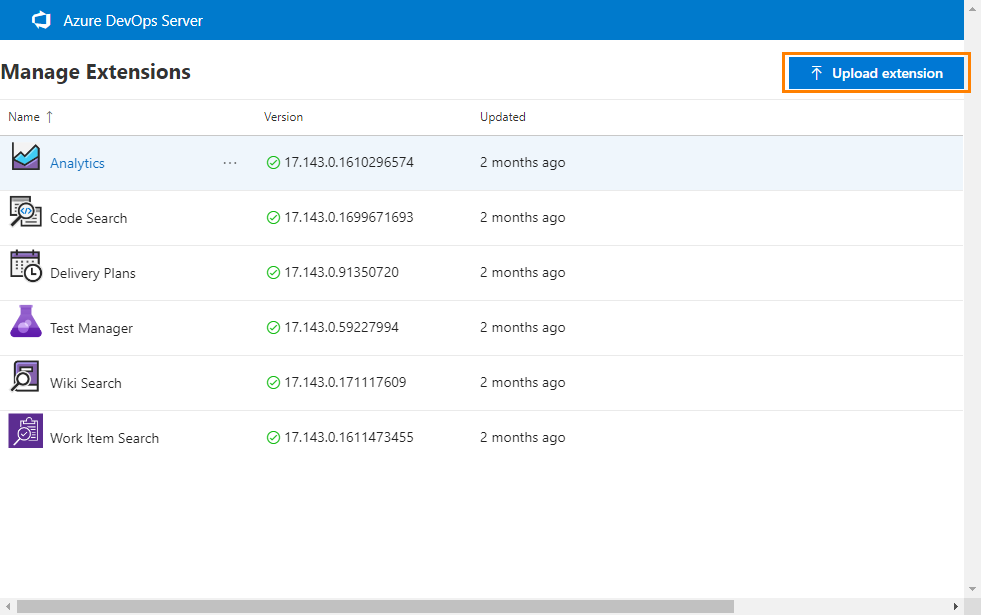 Uploading extensions TestComplete integration with Azure DevOps: Uploading extensions